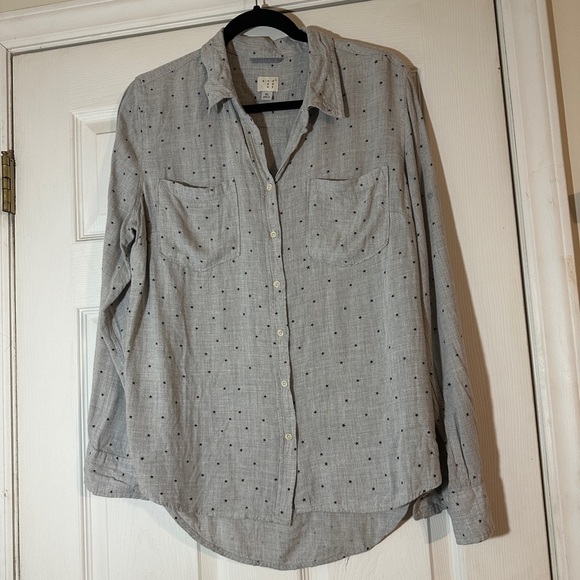 A New Day button down shirt gray with blue stars size XL. - Picture 1 of 5